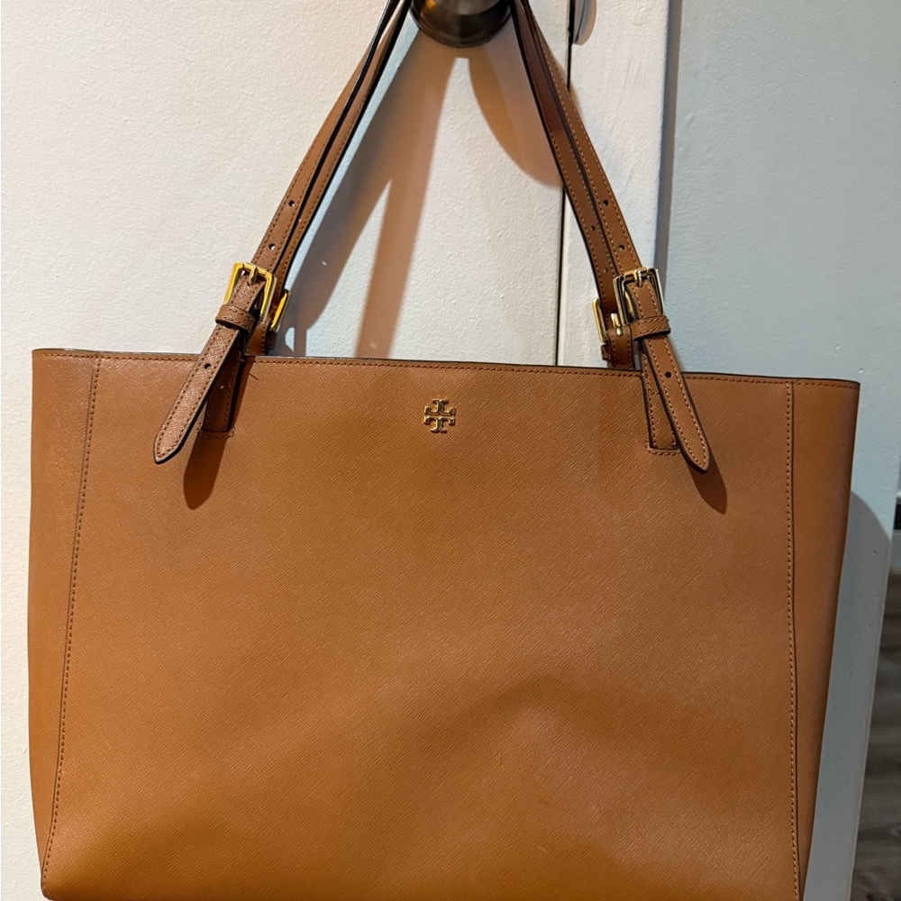 EUC Tory Burch Brown Leather Tote Sophisticated Everyday Style - Picture 1 of 10